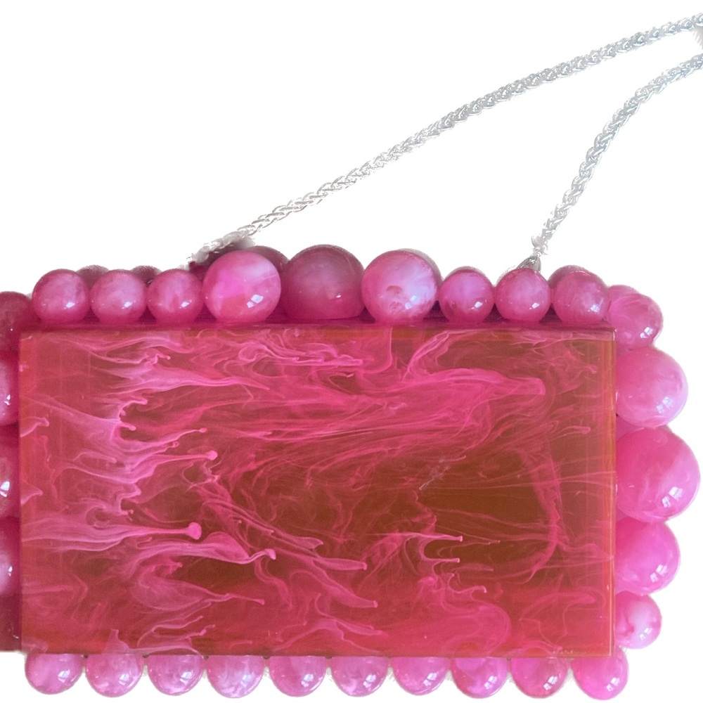 Pink Resin Beaded Shoulder Bag